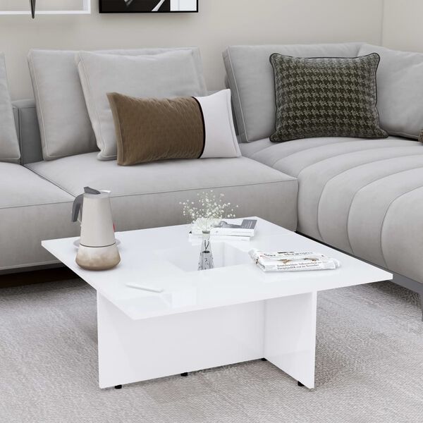 vidaXL Coffee Table High Gloss White 79.5x79.5x30 cm Engineered Wood