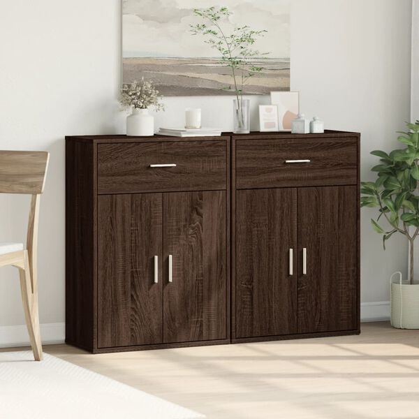 vidaXL Sideboards 2 pcs Brown Oak 60x30x84 cm Engineered Wood