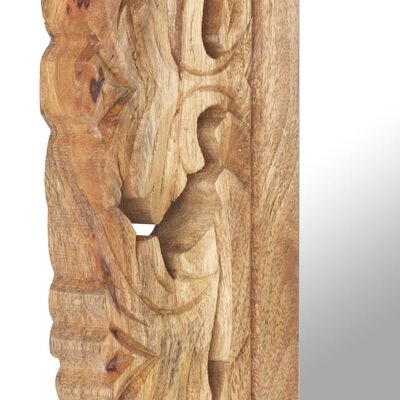 vidaXL Hand Carved Mirror Brown 50x50 cm Solid Mango Wood