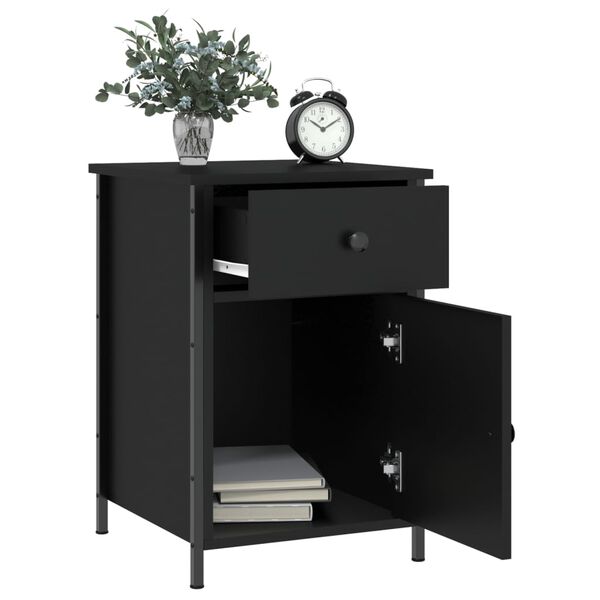 vidaXL Bedside Cabinet Black 40x42x60 cm Engineered Wood