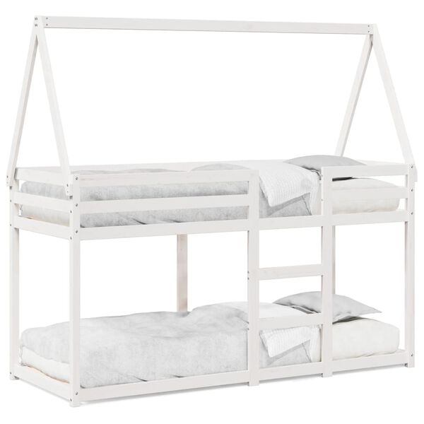vidaXL Bunk Bed without Mattress White 75x190 cm Small Single Solid Wood Pine