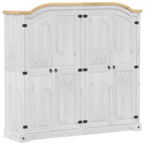 vidaXL Wardrobe "Corona" White 194x52x186 cm Solid Wood Pine