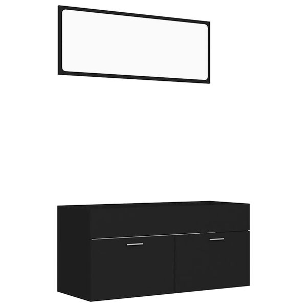 vidaXL 2 Piece Bathroom Furniture Set Black Engineered Wood