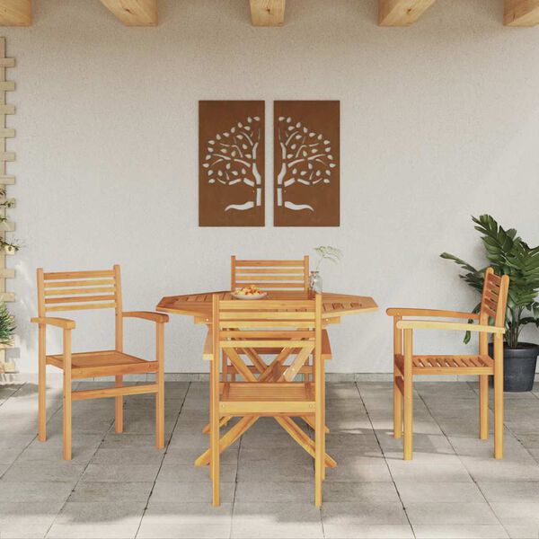 vidaXL Garden Stacking Chairs 4 pcs Brown 55.5 x 55.5 x 90 cm