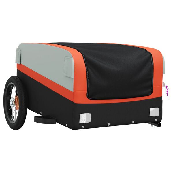 vidaXL Bike Trailer Black and Orange 30 kg Iron