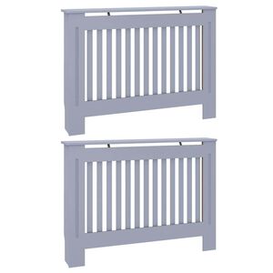vidaXL Radiator Cover 2 pcs Grey 112 x 19 x 81.5 cm Engineered Wood