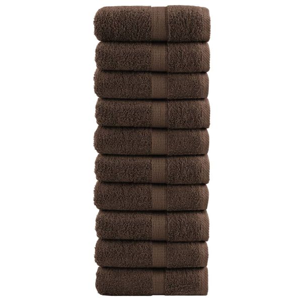 vidaXL Premium Wash Towels "SOLUND" 10 pcs Brown 30x30 cm 600 gsm