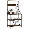 vidaXL Baker's Rack with Hooks 4-Tier Brown Oak Engineered Wood
