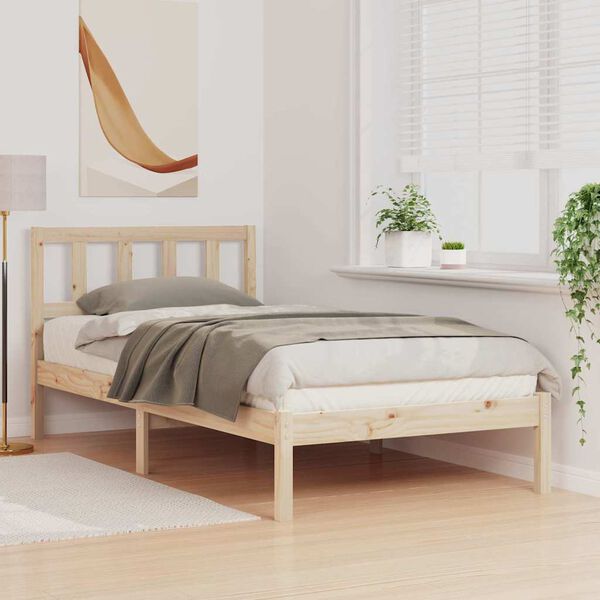 vidaXL Bed Frame with Headboard Brown 80 x 200 cm Solid Pine Wood