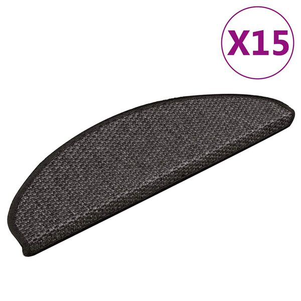 vidaXL Stair Mats Self-adhesive Sisal-Look 15 pcs 65x21x4 cm Anthracite