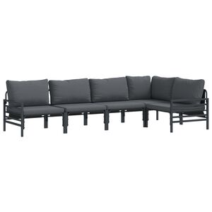 vidaXL Garden Sofa Set 5 pcs Black Steel