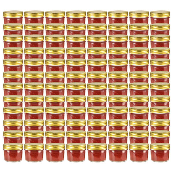 vidaXL Glass Jam Jars with Gold Lid 96 pcs 110 ml
