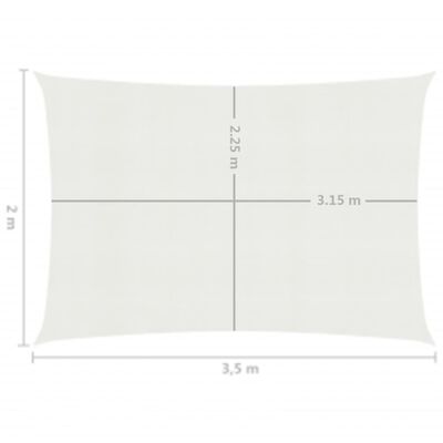 vidaXL Sunshade Sail 160 g/m² White 2x3.5 m HDPE