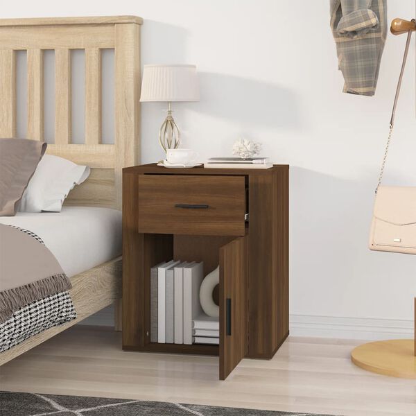 vidaXL Bedside Cabinet Brown Oak 50x36x60 cm Engineered Wood