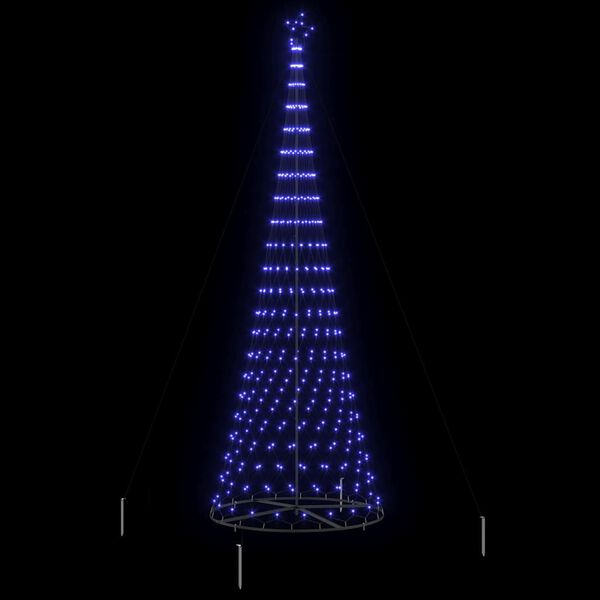 vidaXL LED Christmas Tree with Stand Blue 138.5 x 138.5 x 399 cm Metal