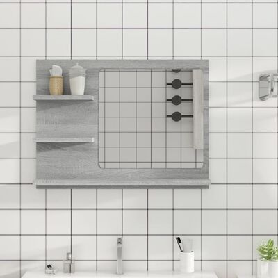 vidaXL Bathroom Mirror Grey Sonoma 60x10.5x45 cm Engineered Wood