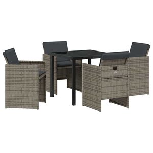 vidaXL Garden Dining Set 5 pcs Grey Poly Rattan