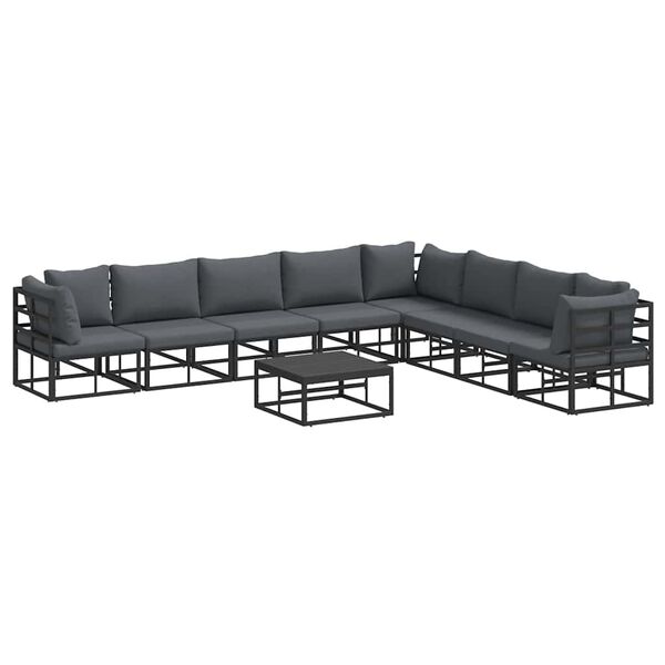 vidaXL Garden Sofa Set with Cushion 9 pcs Black Aluminium