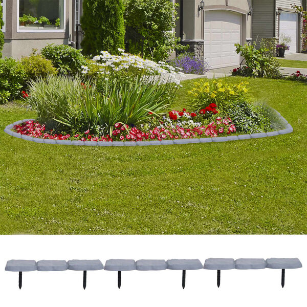 vidaXL Lawn Edging with Stakes 30 pcs PP