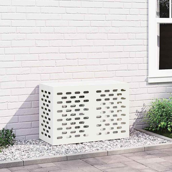 vidaXL Air Conditioner Cover White 90 x 40 x 60 cm Steel
