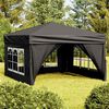 vidaXL Folding Party Tent with Sidewalls Black 3x3 m