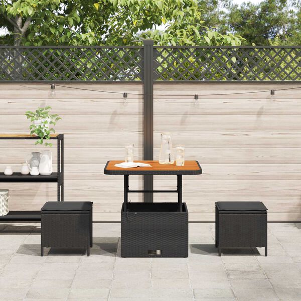 vidaXL Garden Dining Set Black Poly rattan