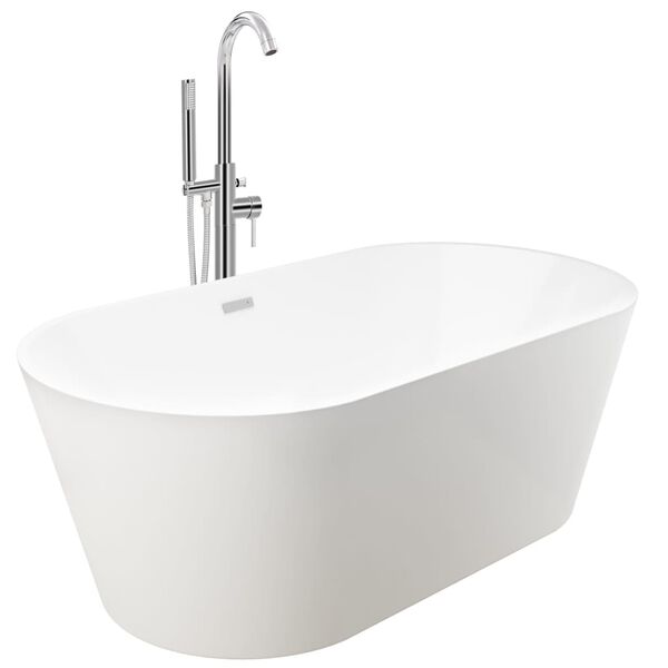 vidaXL Freestanding Bathtub and Faucet 220 L 118.5 cm Silver