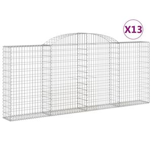 vidaXL Arched Gabion Baskets 13 pcs 300x30x120/140 cm Galvanised Iron