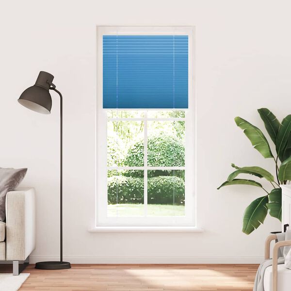 vidaXL Pleated Blind Blue 95x200 cm Fabric Width 94.4 cm Polyester