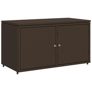 vidaXL Garden Storage Cabinet Brown 110x55x60.5 cm Poly Rattan