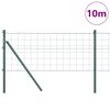 vidaXL Fence with Post Green 0.6 x 10 m Steel and PVC