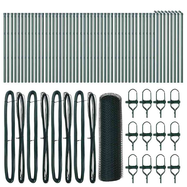 vidaXL Fence Post Green 100 x 0.8 m (13 mm mesh) Steel and PVC