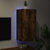 vidaXL TV Wall Cabinet with LED Lights Smoked Oak 40.5x35x80 cm