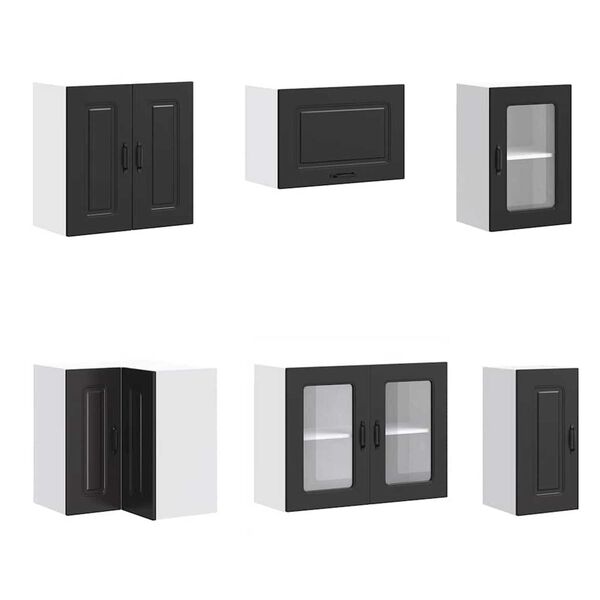 vidaXL 11 Piece Kitchen Cabinet Set Kalmar Black Engineered Wood