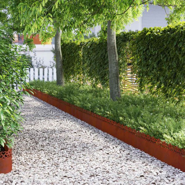 vidaXL Lawn Edgings 10 pcs Rusty 103 x 0.05 x 22 cm Weathering Steel