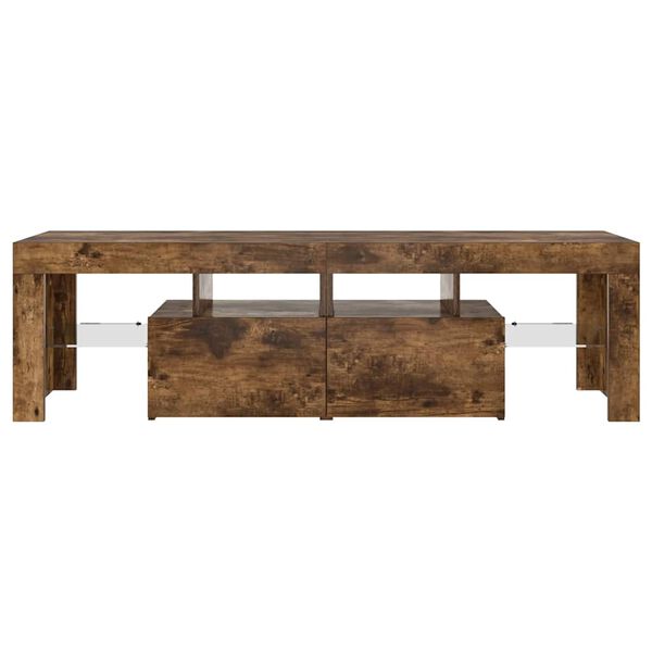 vidaXL TV Cabinet with LED Lights Smoked Oak 140x36.5x40 cm