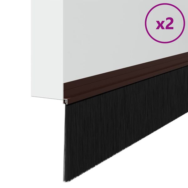 vidaXL Self-adhesive Door Brush Seals 2 pcs Brown 100 cm