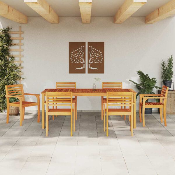 vidaXL Garden Dining Set 9 pcs Brown Solid Acacia Wood