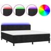 vidaXL Box Spring Bed with Mattress&LED Black 160x200cm Velvet