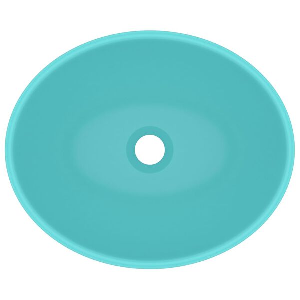 vidaXL Luxury Basin Oval-shaped Matt Light Green 40x33 cm Ceramic