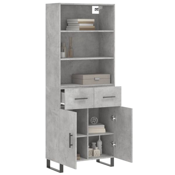 vidaXL Highboard Concrete Grey 69.5x34x180 cm Engineered Wood