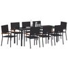 vidaXL Garden Dining Set with Cushion 9 pcs Black Poly Rattan