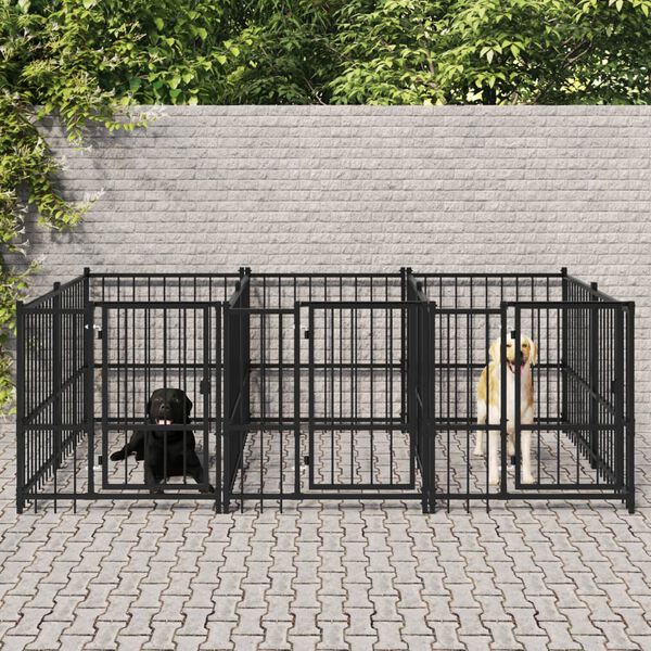 vidaXL Outdoor Dog Kennel Steel 5.63 m&sup2;