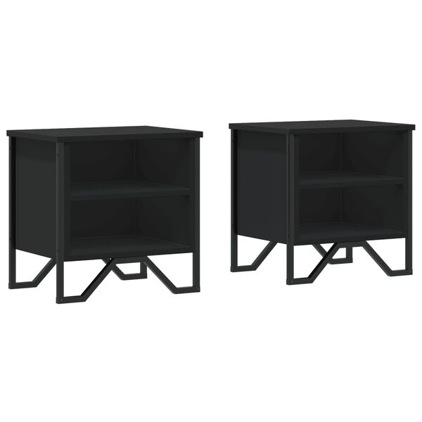 vidaXL Bedside Cabinet Black 2 pcs 40x30x40 cm Engineered Wood