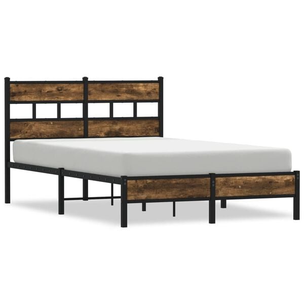 vidaXL Bed Frame without Mattress with Headboard Sonoma Oak 120x190 cm Small Double