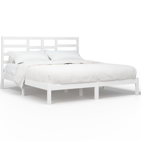 vidaXL Bed Frame without Mattress White Solid Wood 180x200 cm Super King