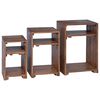 vidaXL Accent Table with Shelf 3 pcs Brown Solid Mahogany Wood