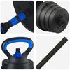 vidaXL 4-in-1 Dumbbell Set Black and Blue 121 x 19.5 x 19.5 cm