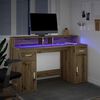 vidaXL Desk with LED Lights Artisian Oak 140x55x91 cm Engineered Wood