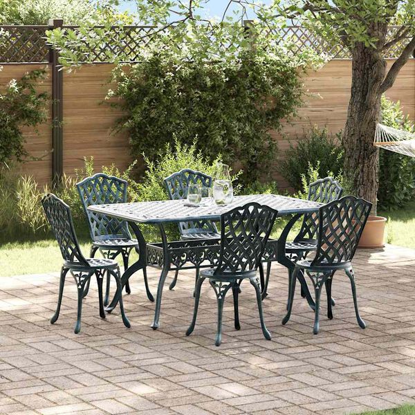 vidaXL Garden Dining Set 7 pcs Green Aluminium